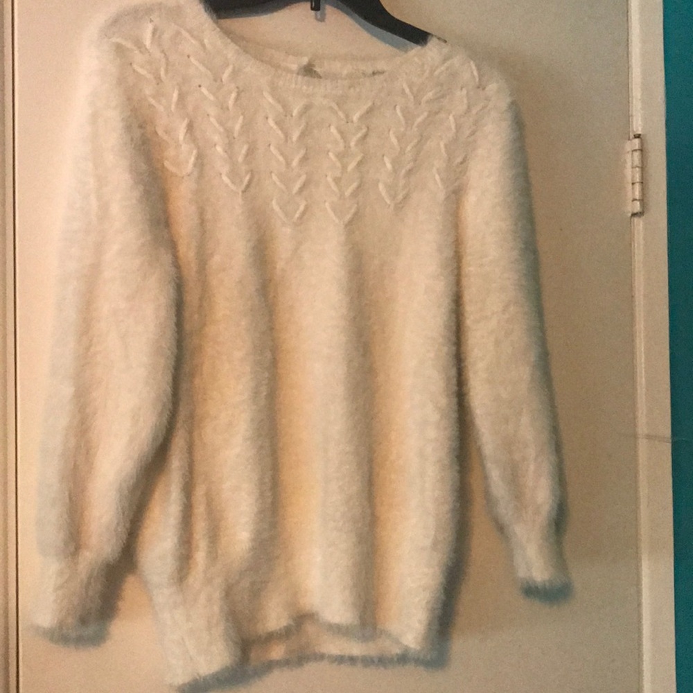 Rosie neira white fuzzy sweater